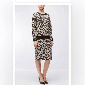HUGO Boss Black and Cream Cheetah-print Jacquard pencil Skirt size 0
